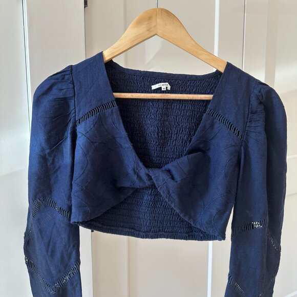 Tularose navy blue eyelet crop top - Picture 3 of 6